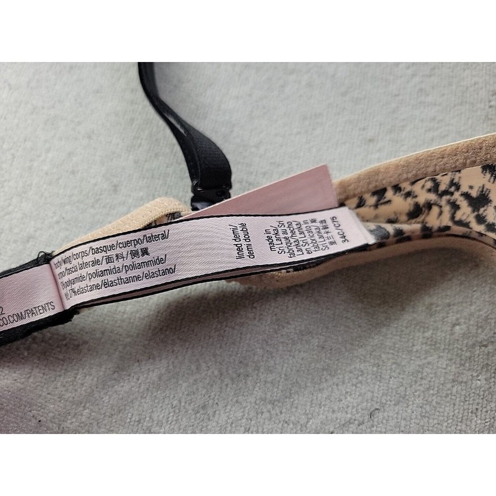 Victoria's Secret Lined Demi Bra 34C Smooth Underwired Leopard Print - Picture 8 of 10